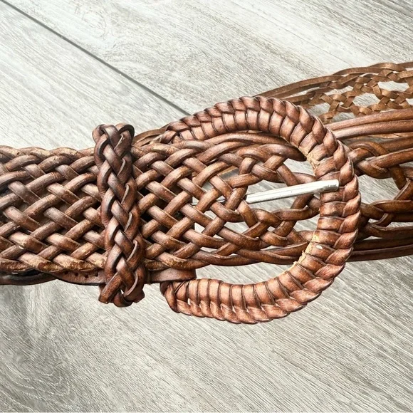 Vintage Handmade Wide Woven Leather Belt - Picture 4 of 15